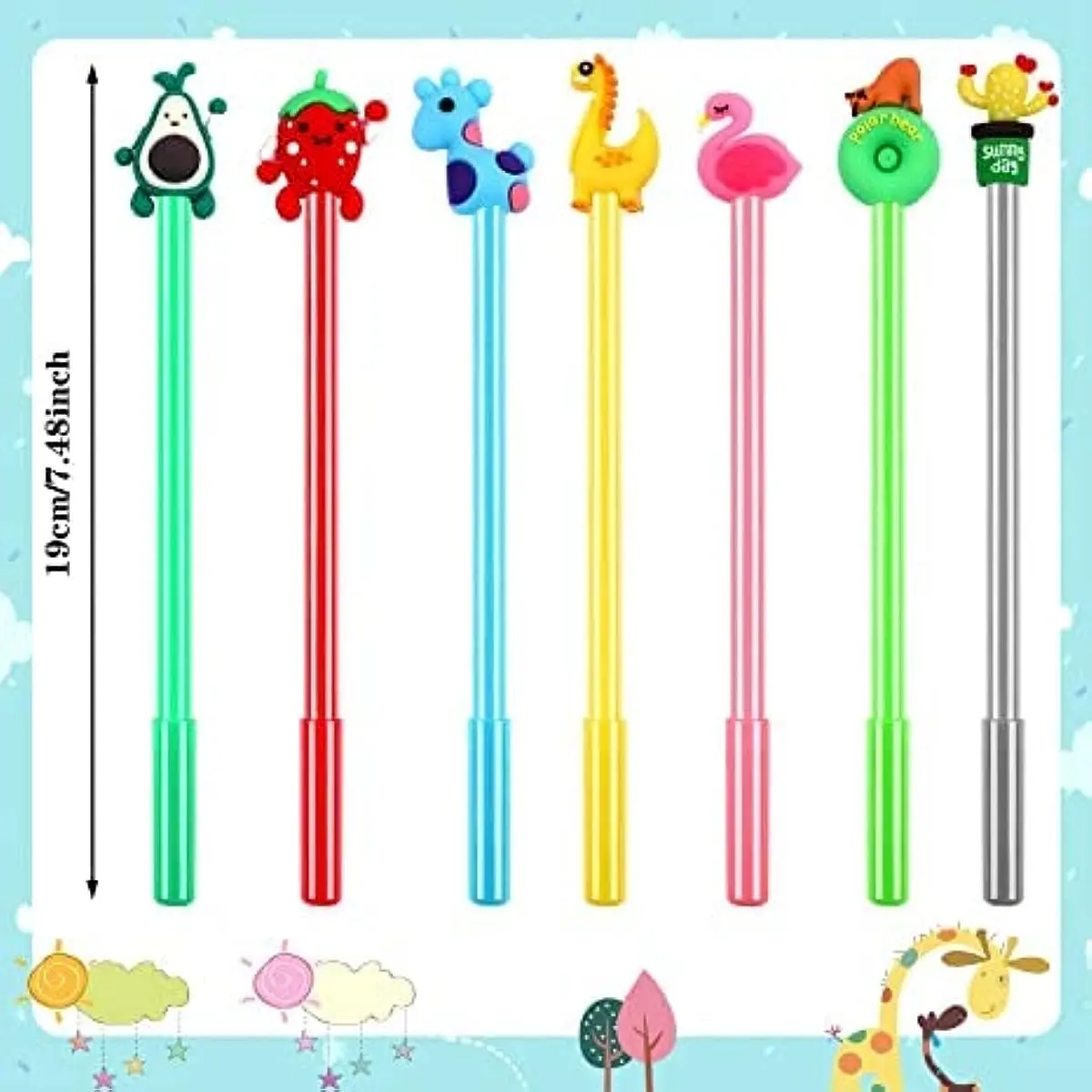 36 Pcs Cartoon Cute Gel Ink RollerBall Pens Bulk Assorted Novelty Writing Pen Kids Gift School Office Home Supplies Present