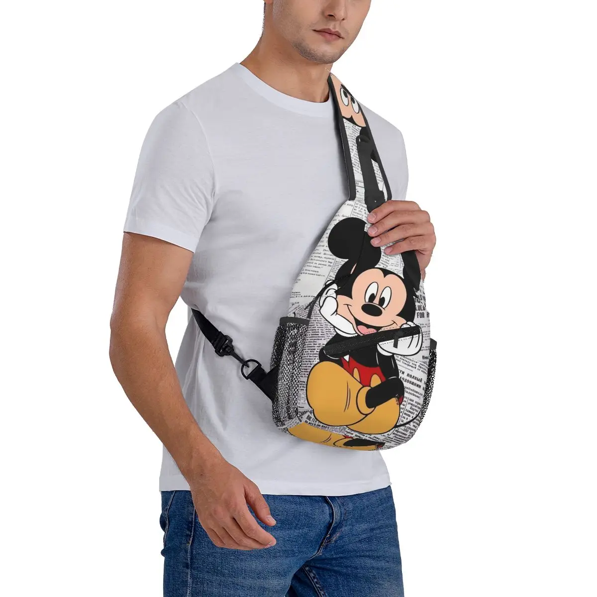 Custom Mickey Mouse Shoulder Crossbody Chest Backpack for For Cycling Shoulder Chest Bags Sling Bag Cartoon Shoulder Backpack