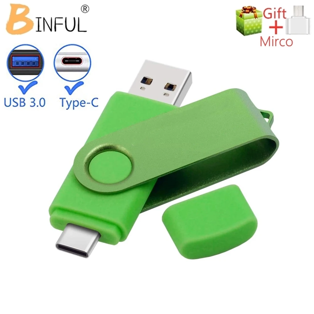 100% capacity BINFUL USB 3.0 TYPE C USB Flash Drive OTG Pen Drive 512GB 256GB 128GB 64GB USB Stick 3in1 High Speed Pendrive Logo