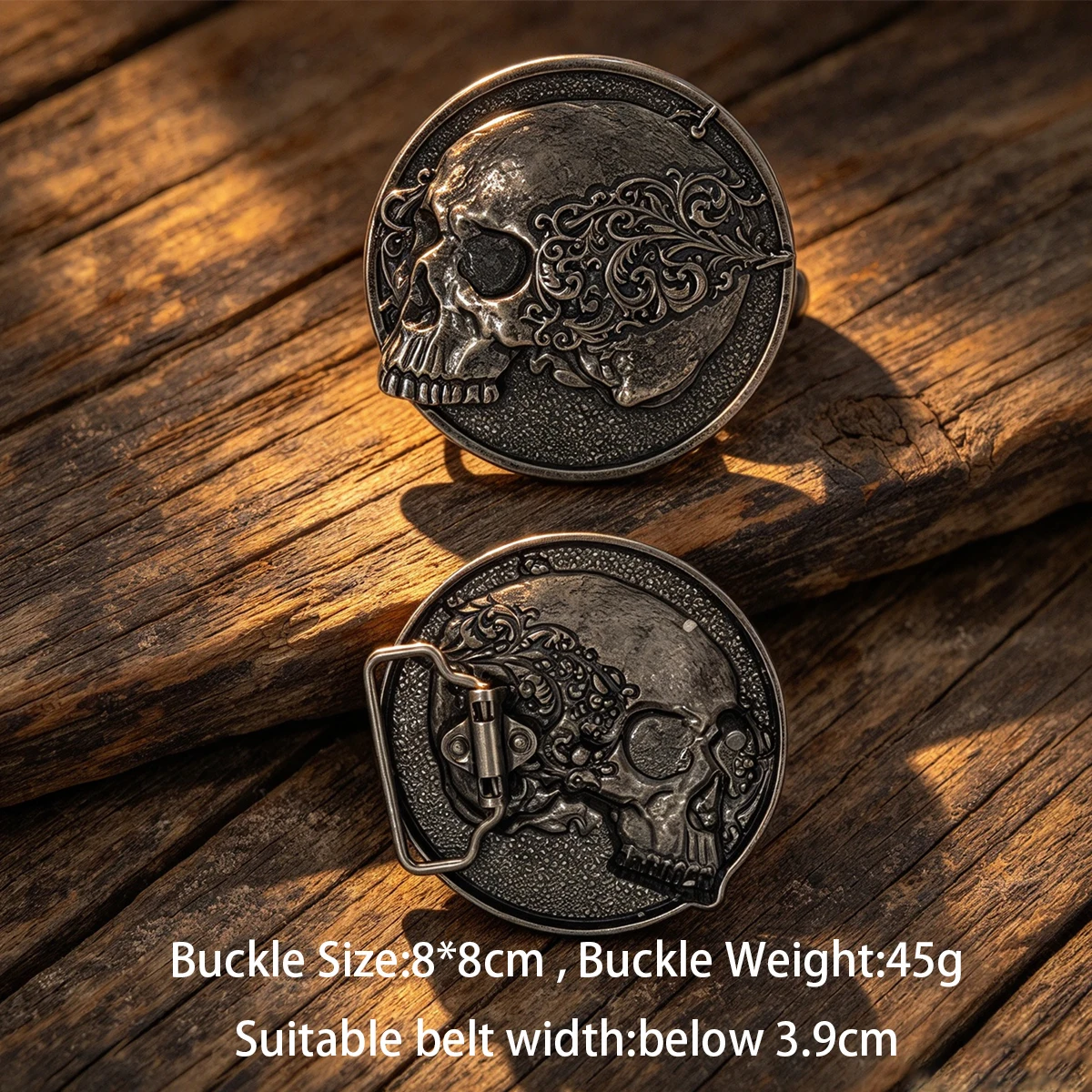 Trendy Western Skull Zinc Alloy Buckle Oval Square Vintage Design Versatile no Belt Buckle for Gothic Style Belt for men  women