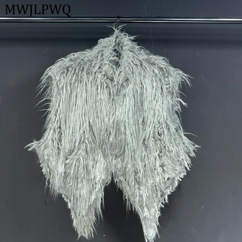 

MWJLPWQ жилет с меховым воротником нестандартного дизайна, уличная теплая короткая куртка, мужская куртка 2021, осень-зима, новый стиль, унисекс, модный 11279