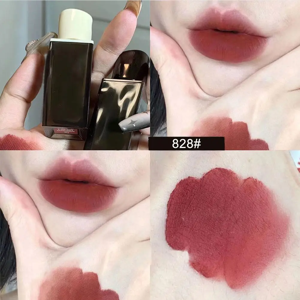 Brillo de labios mate para mujer, lápiz labial marrón de larga duración, Sexy, resistente al agua, maquillaje labial líquido, cosméticos, E2A5