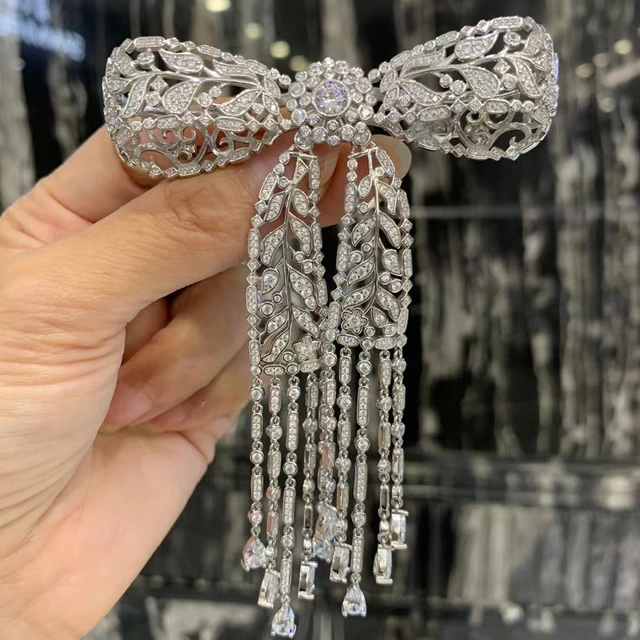 Vintage sterling silver rhinestone sale bow tie brooch
