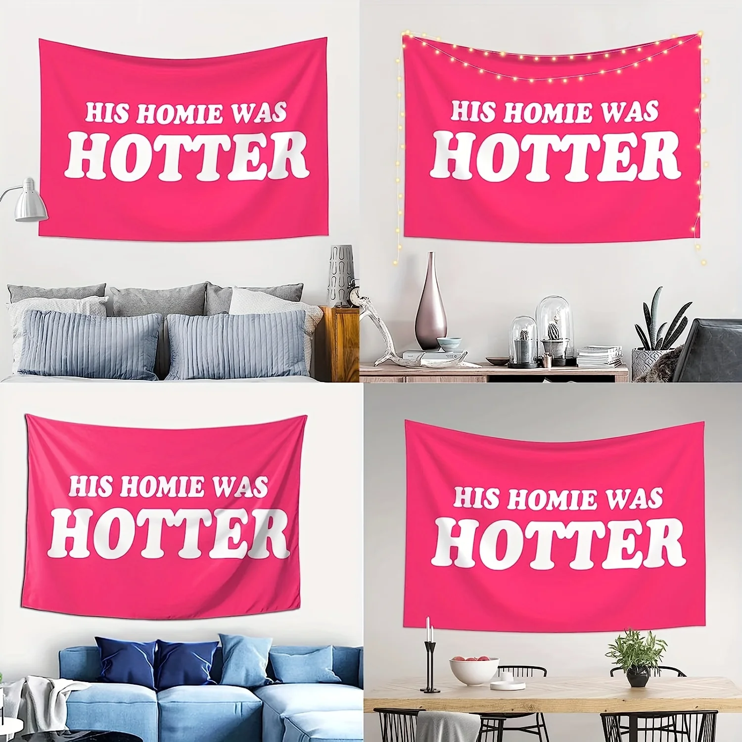 A Bold and Humorous Wall Tapestry: Add a Touch of Fun and Quirkiness to Your Space with This Eye-Catching Design Featuring
