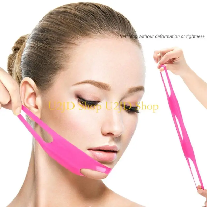 U2JD再利用可能なフェイススリミングストラップ、Vラインリフティングマスクダブルチンリデューサー、チンパッチ、フェイスリフトテープV形状フェイスベルト