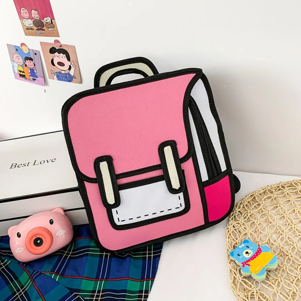 Youth Style 2D Comic Print Student Schoolbag Large Capacity Adjustable Strap Student Backpack Lightweight Book Bag Boys Girls
