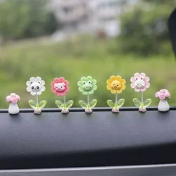 Car Dashboard Decor Flower Cartoon Swing Toys Center Console Decoration Sunflower Animal Bobbleheads Car Interior Ornaments