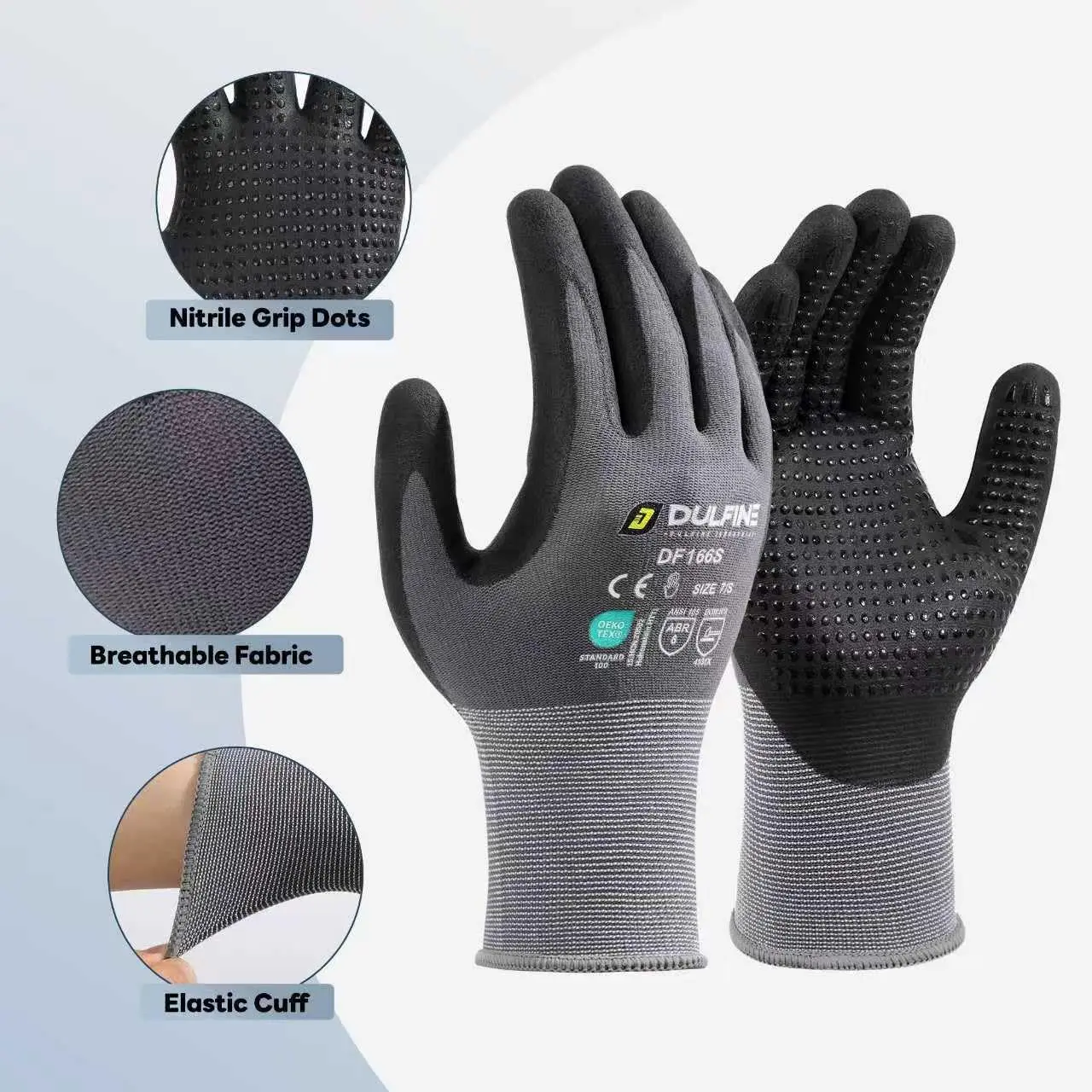 6 Pairs Touchscreen Work Gloves, MicroFoam Nitrile, General Purpose & Home Improvement view 2