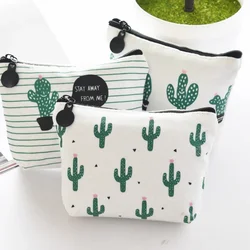 Small Fresh Canvas Coin Purses Casual Coin Wallet Lady Fashion Cute Cactus Mini Cartoon Women Kids Girl Small Coin Purses