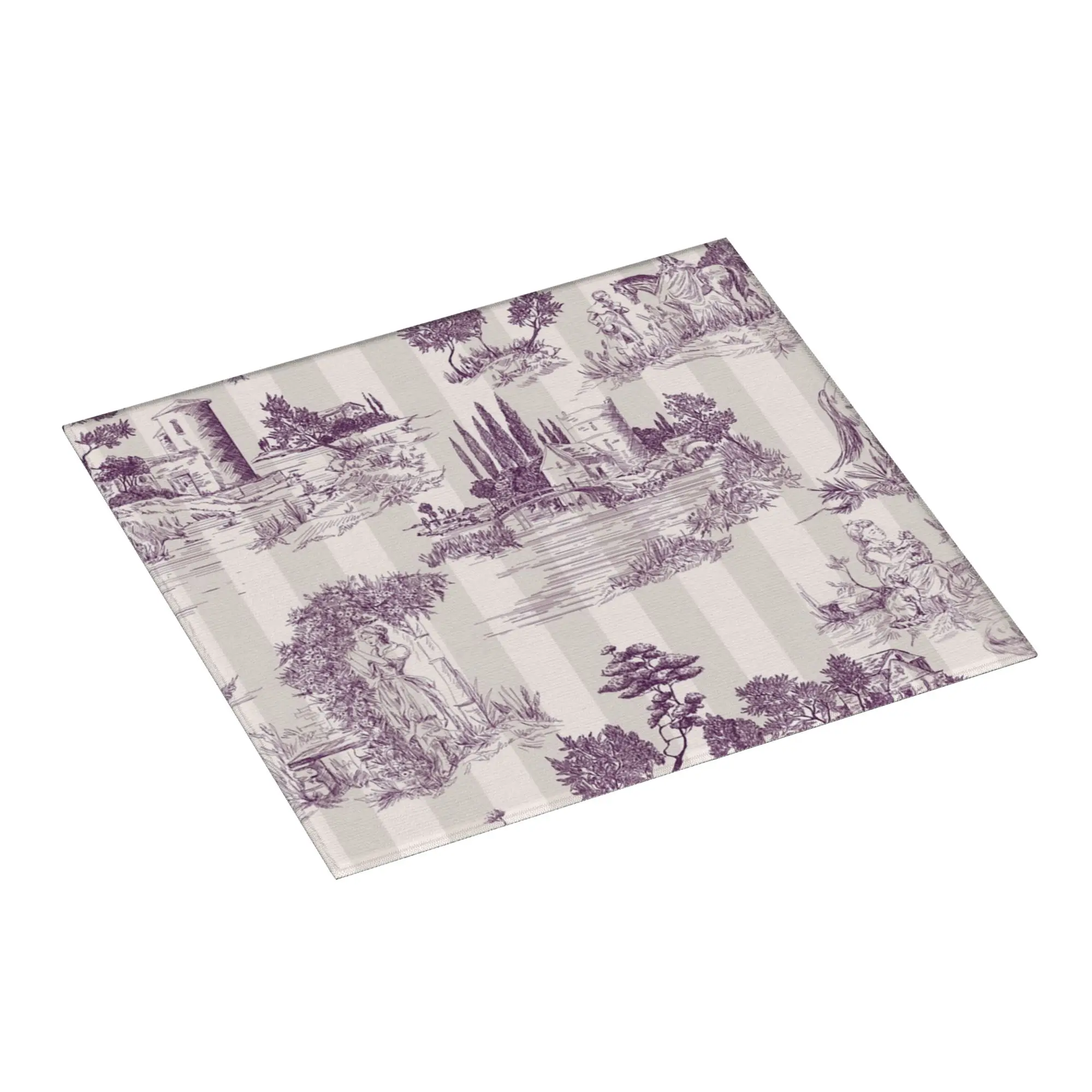Drying Mat For Kitchen Toile de Jouy Soft Plum Striped Vintage Print Design Barware Tableware Washable Kitchen Sink Drying Pad
