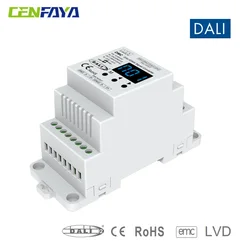 CENFAYA DALI DMX512 Signal Converter 3-button Operation With Digital Display DC 12V 24V 36V 48V DIN Rail Mount DALI-2 certified