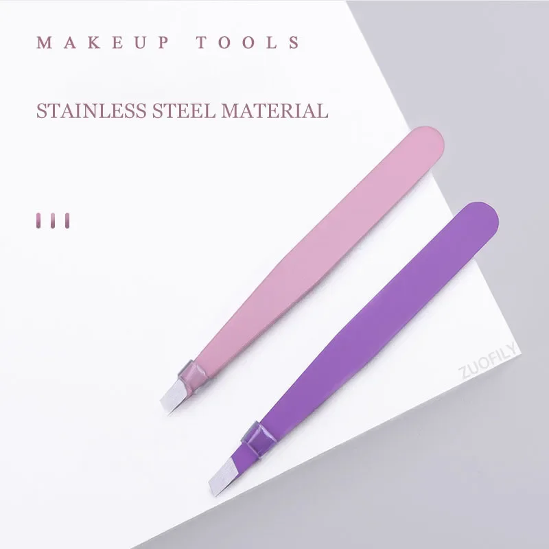 1pc Stainless Steel Eyebrow Tweezer Face Hair Removal Tweezers Colorful Makeup Eyelash Tweezer Eye Brow Clips Makeup Tools