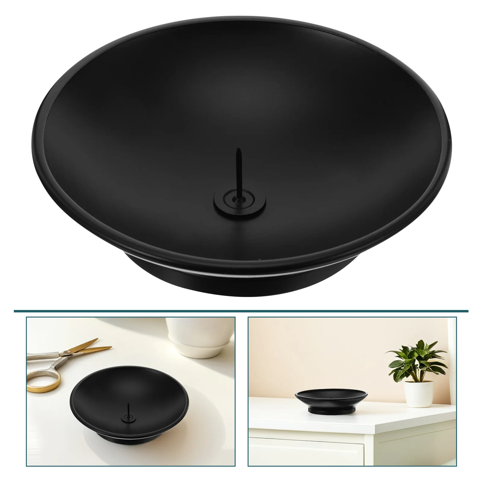 

Vintage Holder Black Iron Pillar Stand With Spike For Wax Led Aromatherapy Spa Wedding Party Decor Rustic