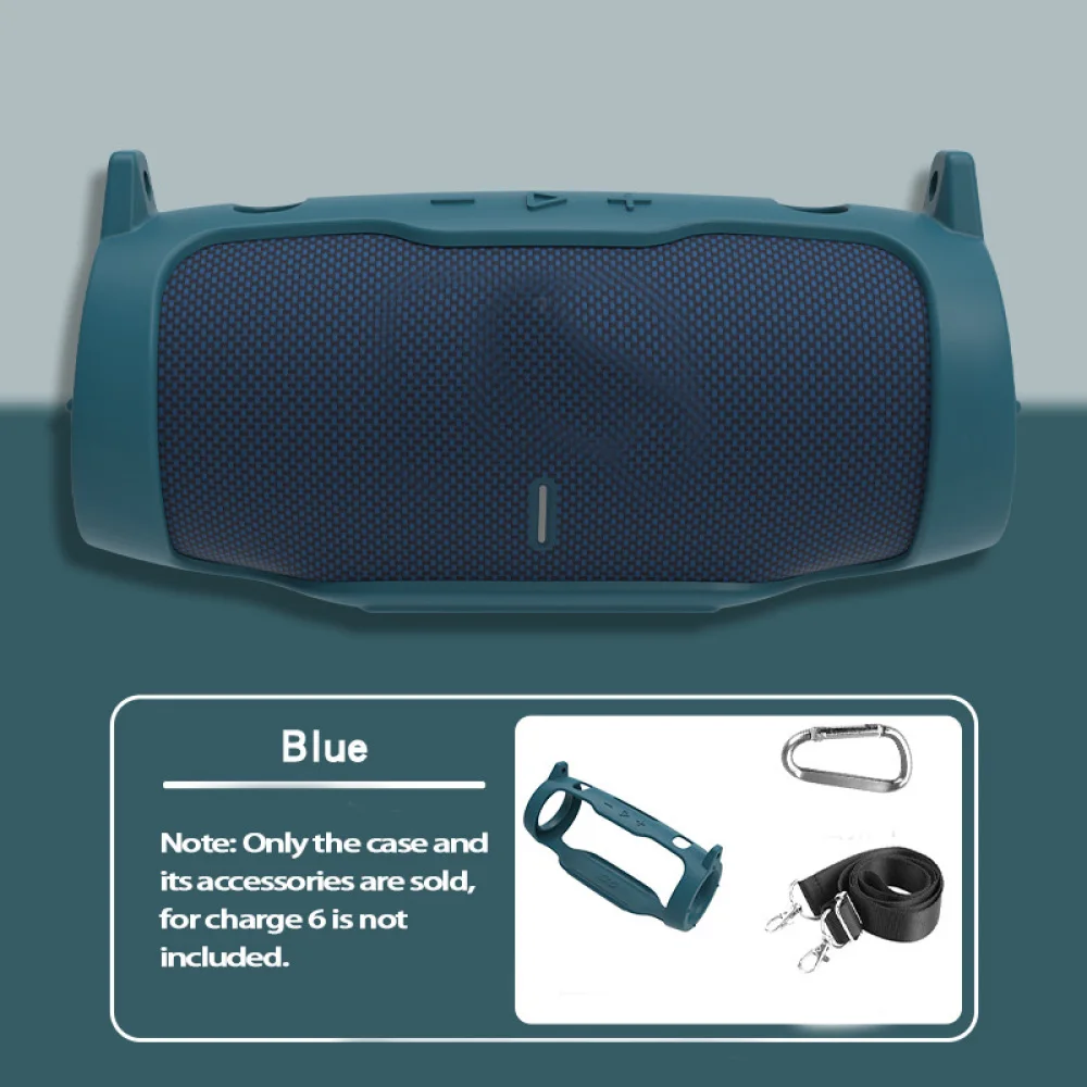 Silikon Fall Abdeckung für JBL Charge 6, Bluetooth Lautsprecher, Reise Tragen Schutzhülle mit Schulter Gurt und Karabiner