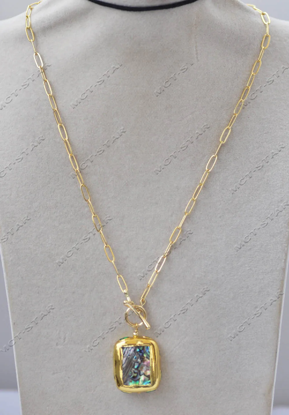 Z13276 Set 27mm Square Peacock Abalone Shell Gold Plating Earring Pendant CZ Custom Jewelry