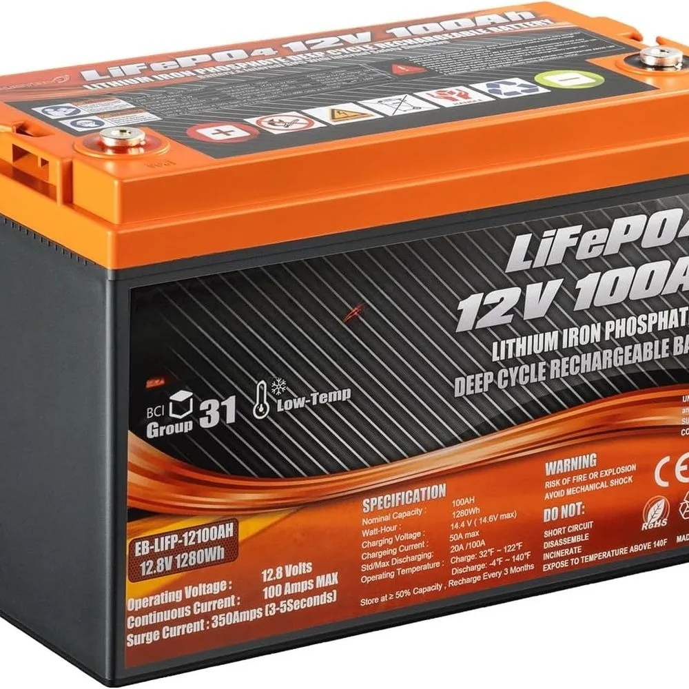 

Литиевая батарея LiFePO4 12В 100Ач, аккумулятор глубокого разряда с BMS 100А и функцией отключения при низких температурах, до 6 шт. в последовательном подключении, настраиваемая