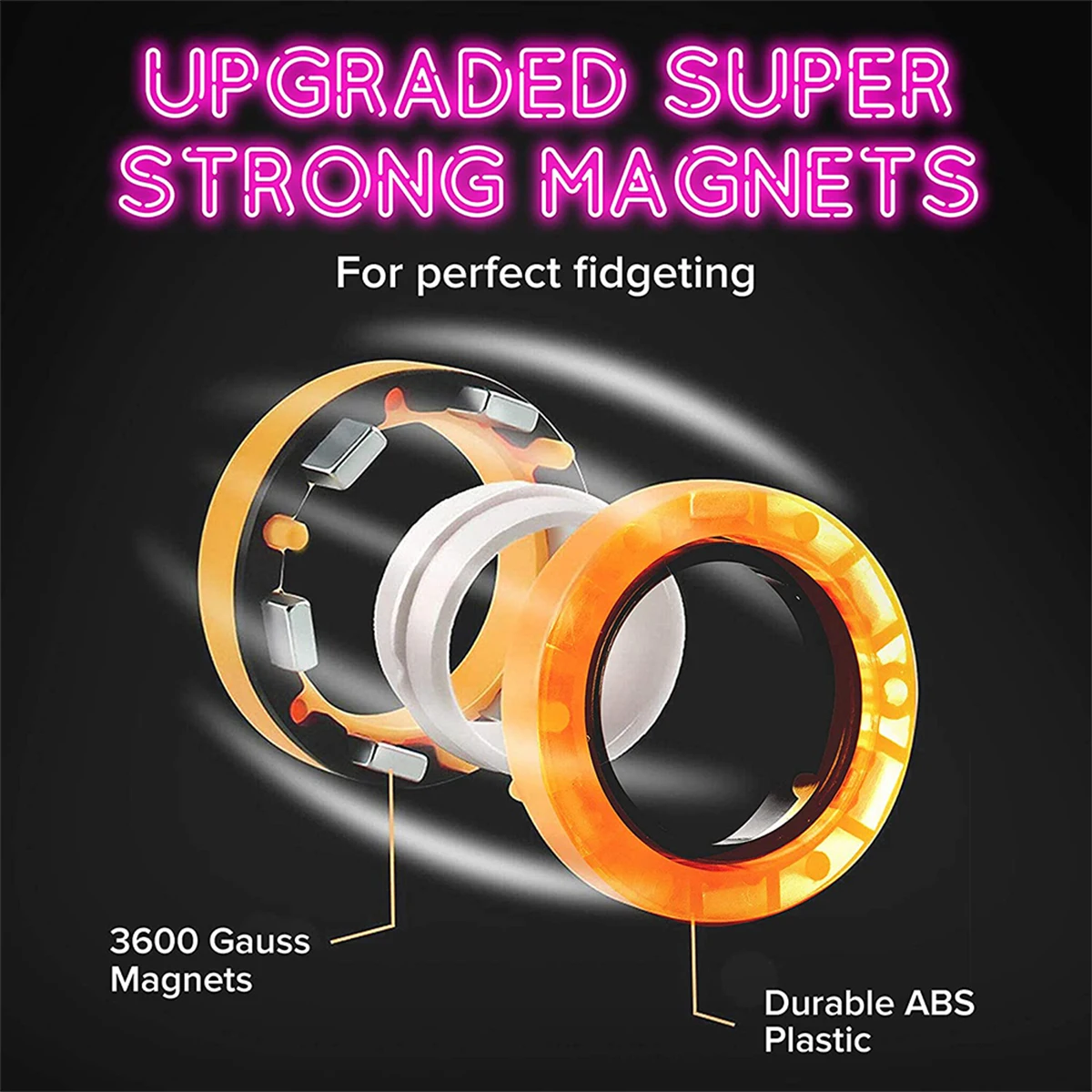 3-piece set of luminous magnetic rings, creative rotating fingertip toys, magnetic bracelets, perfect gift for friends