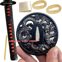 Dragon Tsuba Alloy Guard/Fuchi/Kashira/Menuki/Habaki/Seppa/Tsuka For Japanese Katana/Wakizashi Sword Handle Set Fittings 