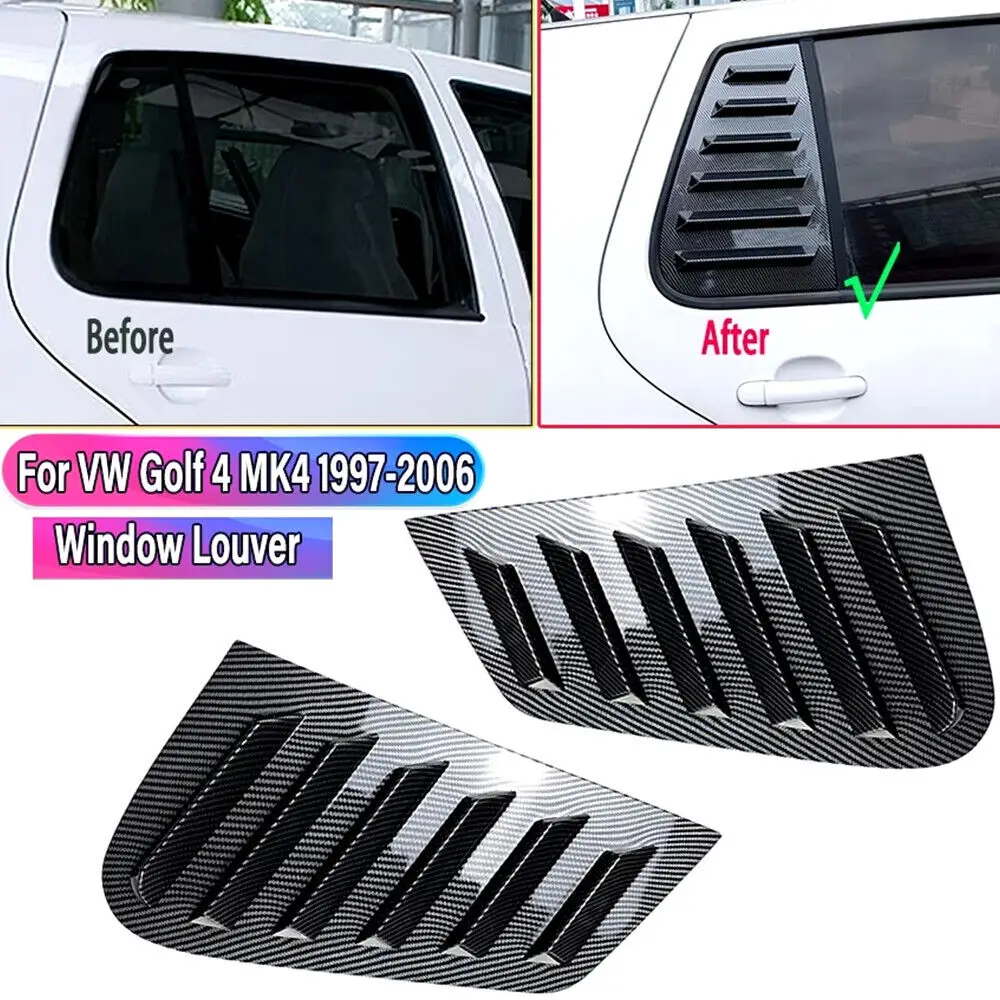 Do Volkswagen GOLF 4 MK4 1997-2006 Samochodowa tylna żaluzja boczna Pokrywa wykończenia Naklejka Wentylacja ABS Włókno węglowe Czarny ABS