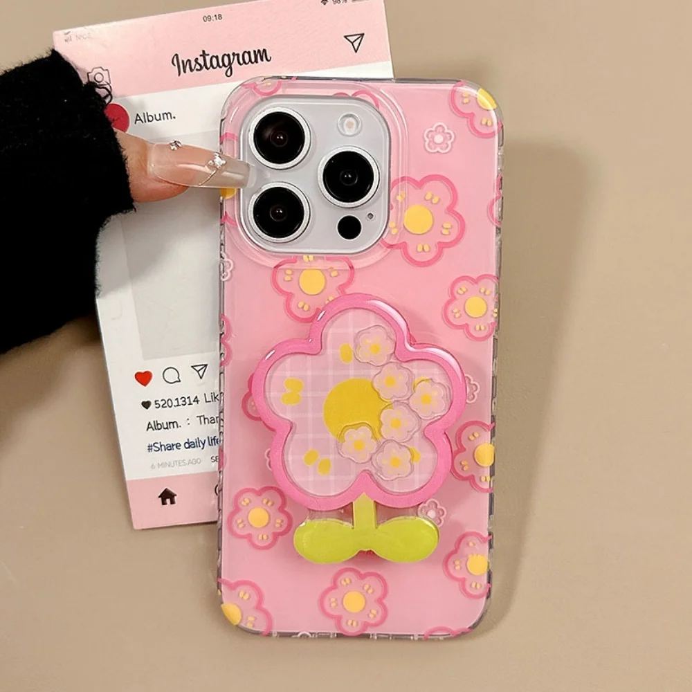 かわいい漫画クイックサンドシェイクフラワーGripTokグリップトックブラケット iPhone 15/16対応 汎用スマホリングホルダー スタンド