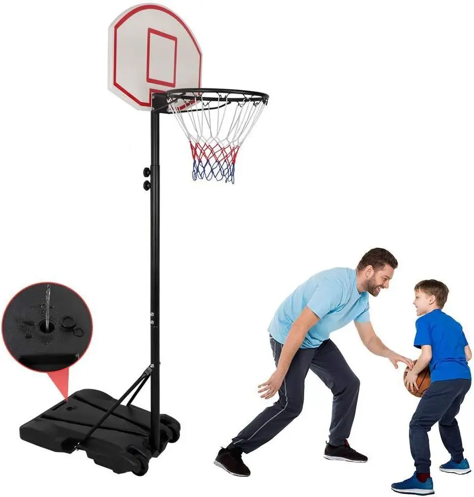 US- Basketball Hoop Outdoor Adjustable 5.5-7 Ft Portable Basketball Goals Stand Kids