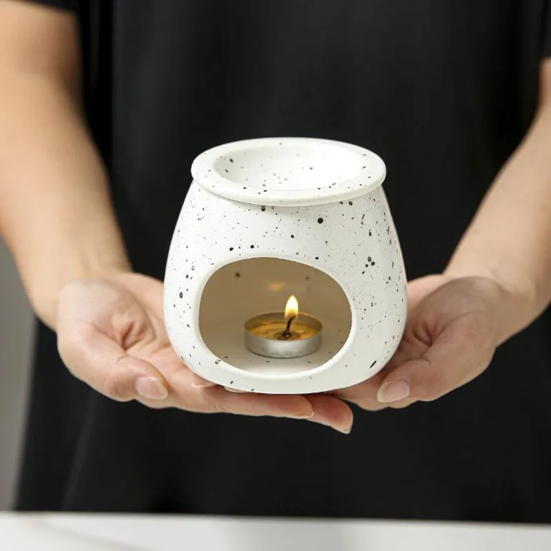 Creative Ceramic Spotted Glazed Aroma Burner Essential Oil Burner Candle Holder Fragrance Censer for Home Decor