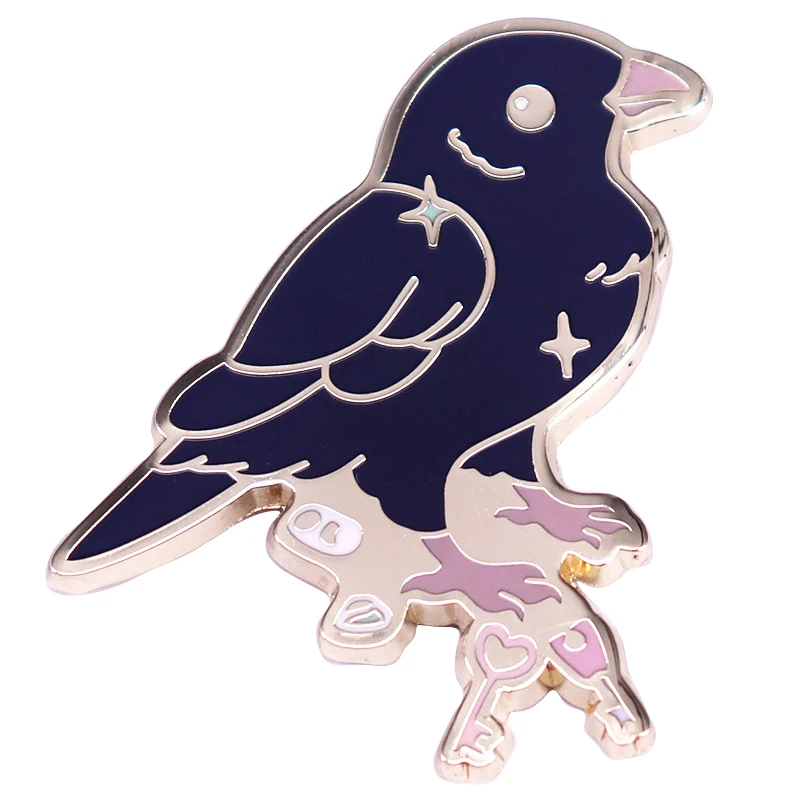 C5334 Cartoon Black Crow Enamel Pins Custom Animals Brooches Lapel Pin For backpack Badges Animal Jewelry Gift for Kids Friends
