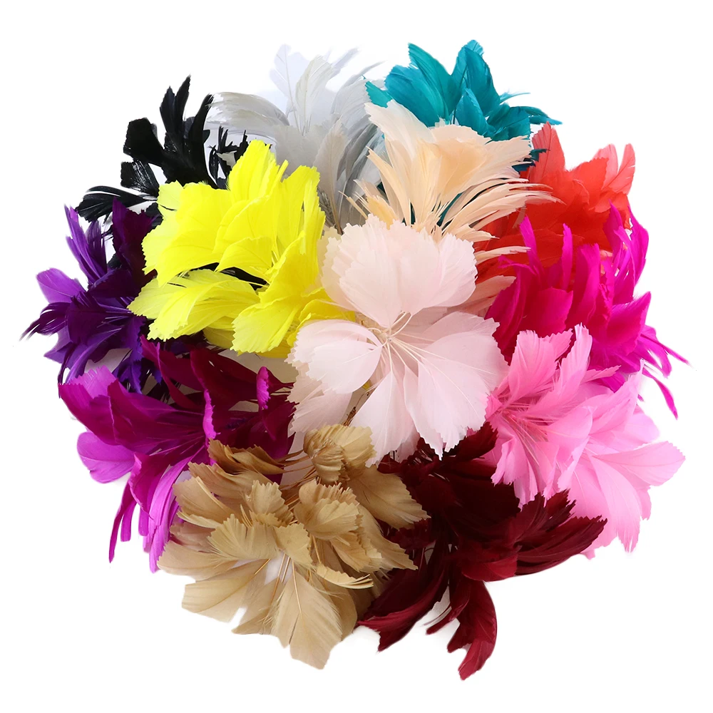 Rose Goose Feathers Craft Flowers for Party Carnival Clothing Corsages Headdress Handwork Plumes Decoration Accessory 10-12 Inch