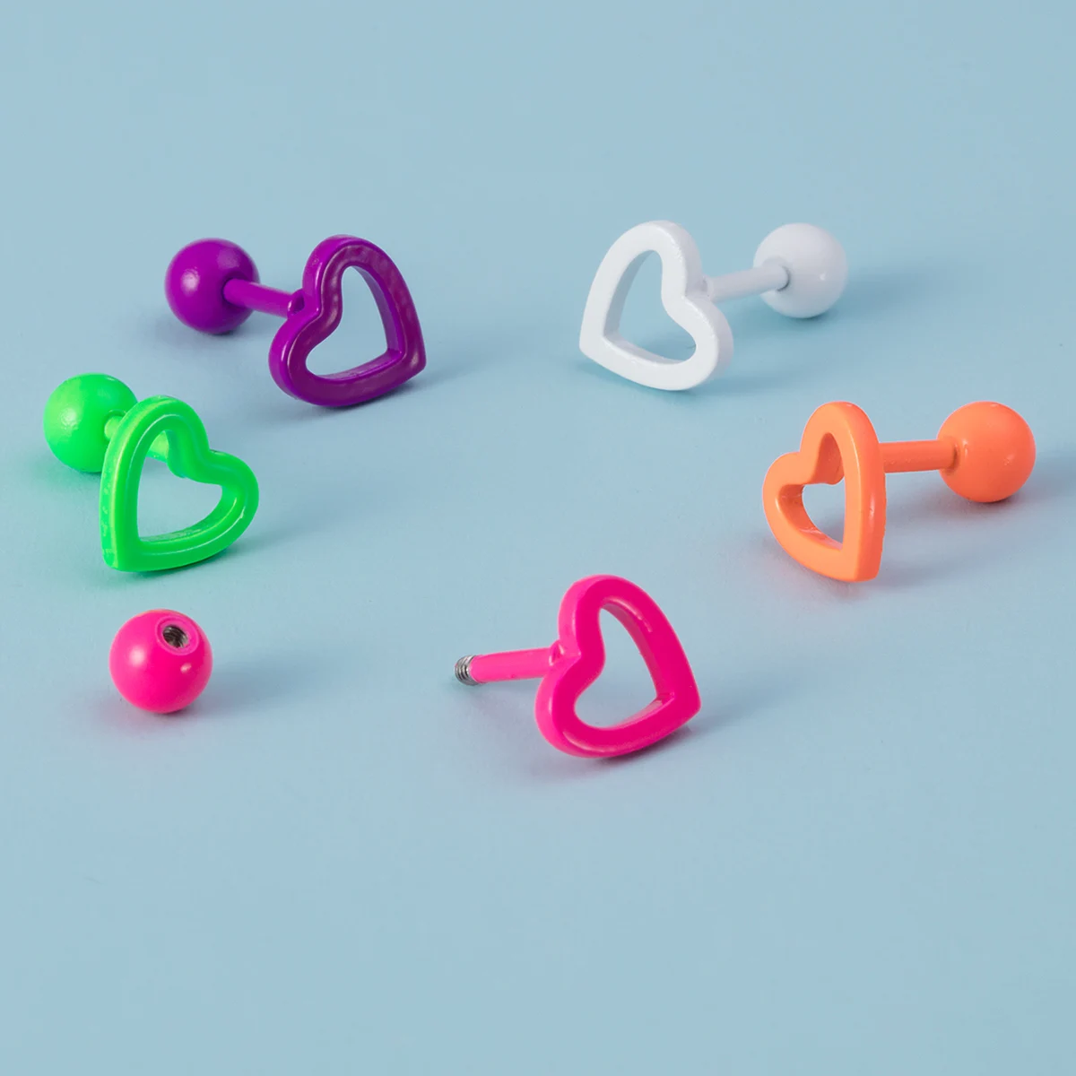 1/5 stücke bunte hohle Herz Ohr stecker für Frauen Ohr Piercing Stahl Lang hantel Tragus Knorpel Ohrring Helix Muschel niedlichen Schmuck – Detail 2