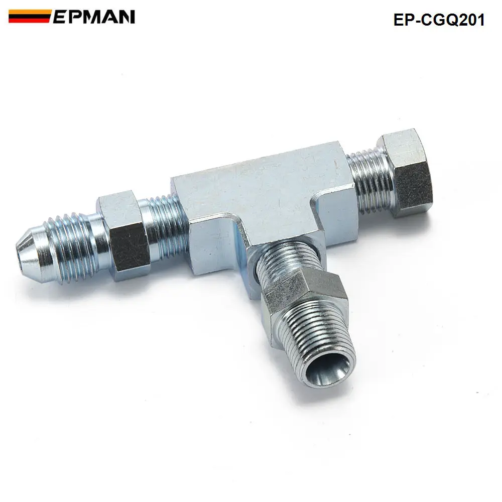 EPMAN 1/8NPT to 4AN Turbo Adapter Tee Fitting w/ Block Oil Feed Pressure Sensor EP-CGQ201