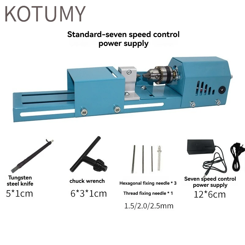 KOTUMY Mini Lathe Machine - Multifunctional DIY Wood Beads Making Machine Small Lathe for Home Hobby Woodworking