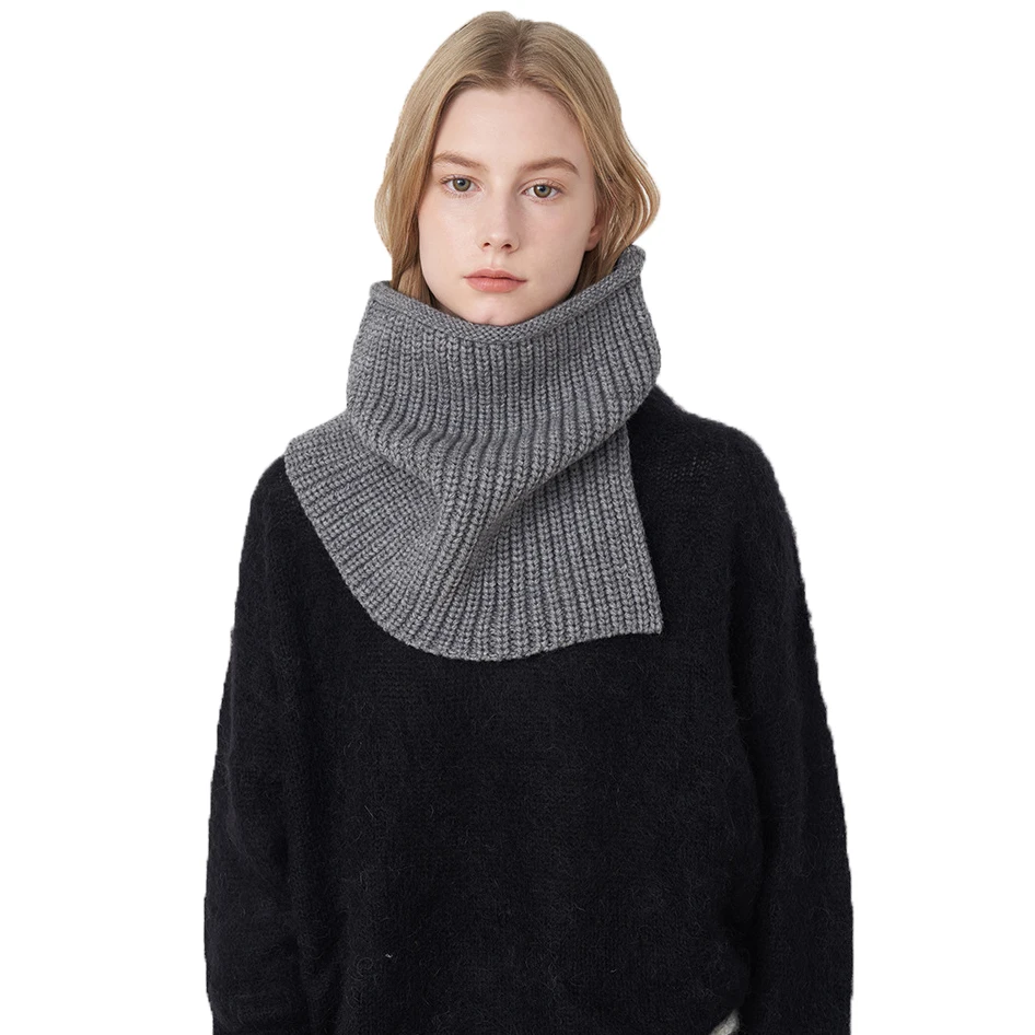 Women New Winter Warm Necked Scarf Rings Fashion Solid High Collar Neck Covers Thick Split Collar Windproof Knit Snood Scarf