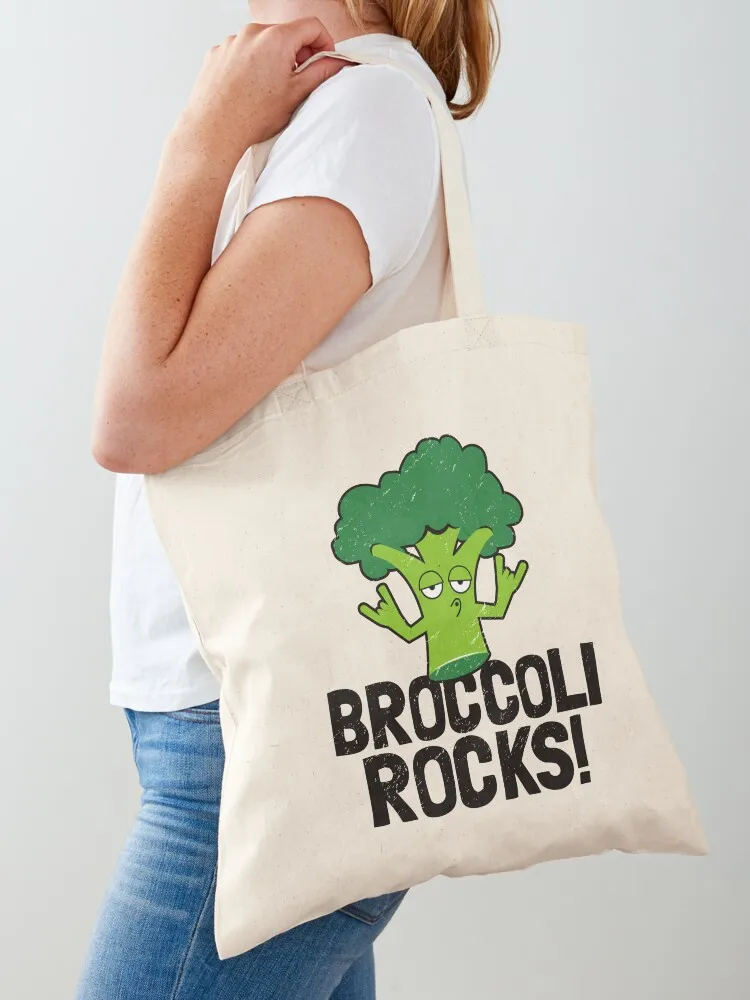 Funny Vegan Gifts - Broccoli Rocks! Tote Bag tote bag men bags luxury women canvas bags great bag