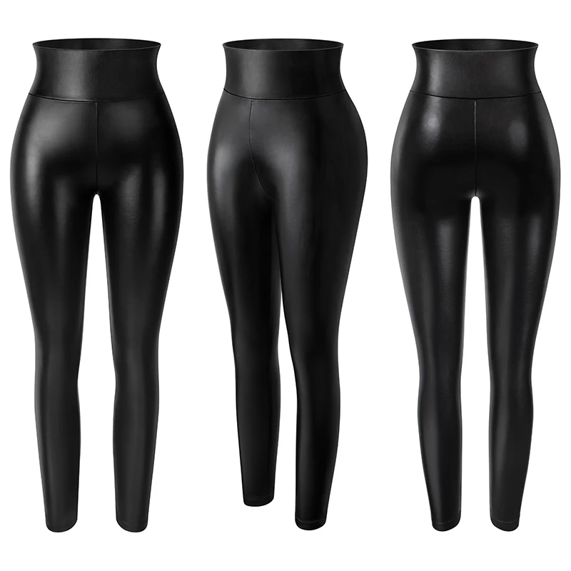 Petalum - Pantaloni Da Donna In Finta Pelle, Vita Alta, Elasticizzati, In PU, Sexy, Casual, Aderenti Nero 48 - Foto 6