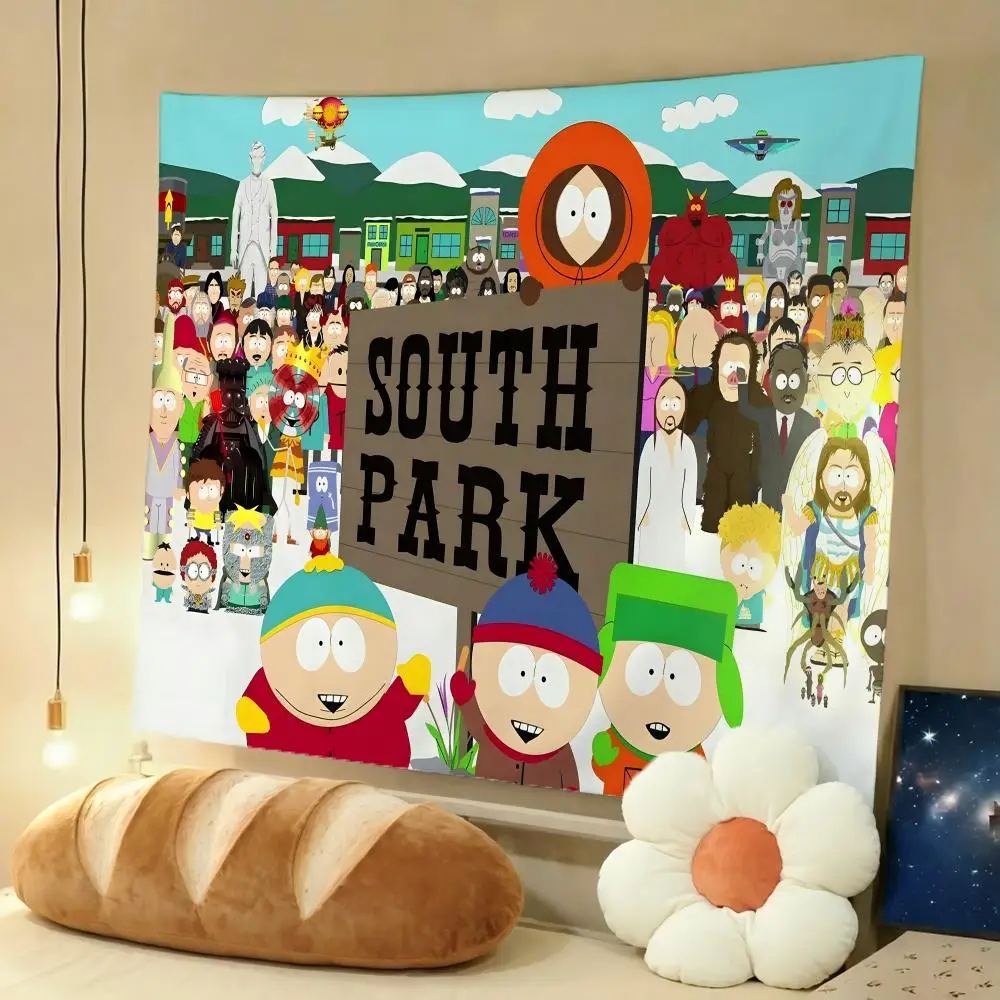 Cartoon S-South Cute P-Park Wall Tapestry Soft Tapestry Wall Hanging Decor for Daily Living Home Room Bedroom