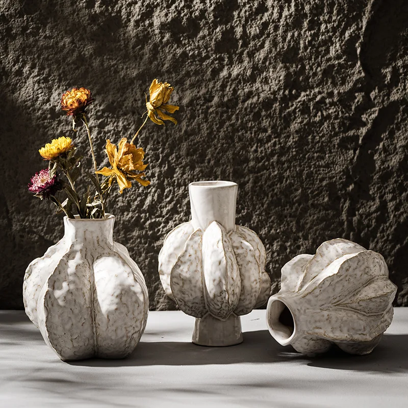 CAPIRON-jarrón nórdico de cerámica, adorno único para el hogar, centro de mesa para sala de estar, flor fresca, hierba de Pampas, arte bohemio, nuevo diseño