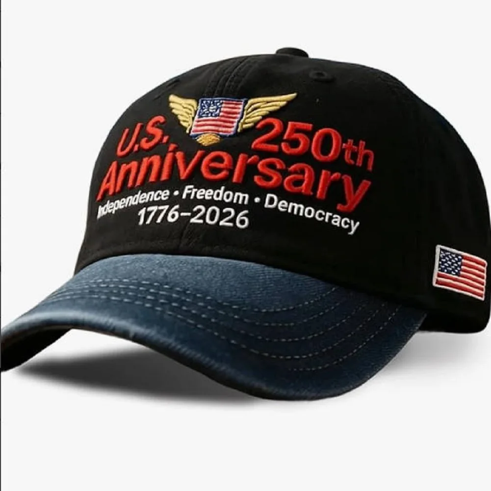 Topi Empat Musim Topi Basah Retro Kasual Trendi Pria Topi Matahari Luar Ruangan Uniseks Topi Bisbol Ulang Tahun ke-250 AS Ukuran Dapat Disesuaikan