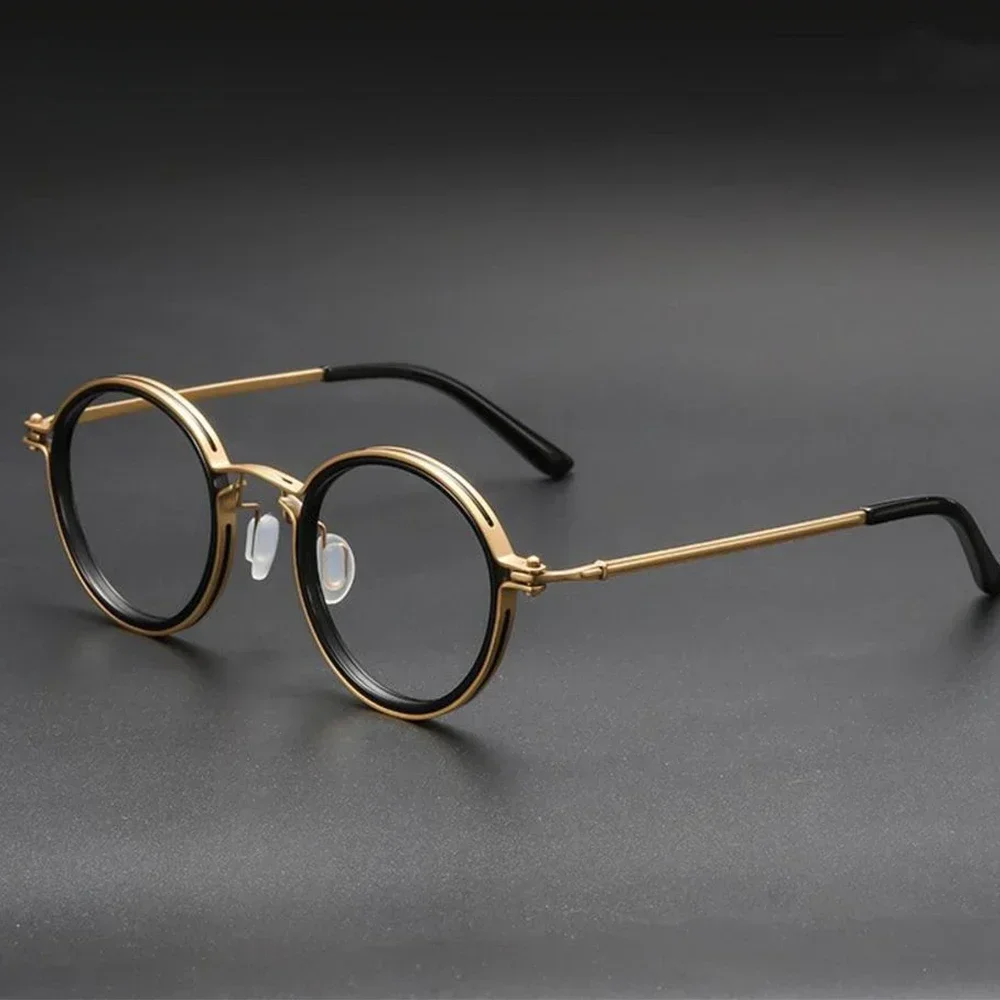 Vintage Anti Blue Light Glasses Men Luxury Round Frame Clear Lens Blue Light Blocking Glasses Men Women Metal Glasses