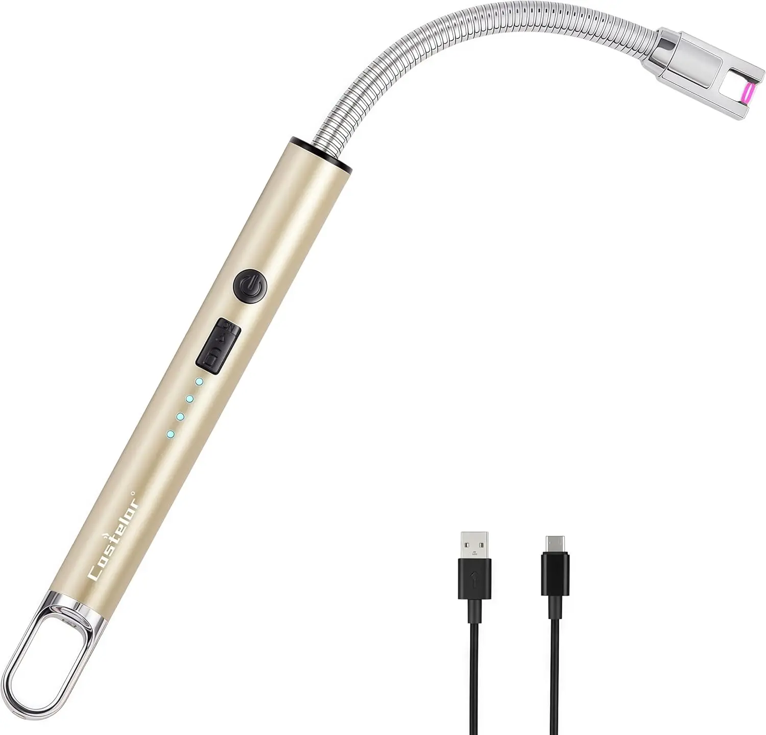 

USB Rechargeable Arc Lighter with Flexible Neck, Safety Lock for Candle, BBQ, Camping, Gifts