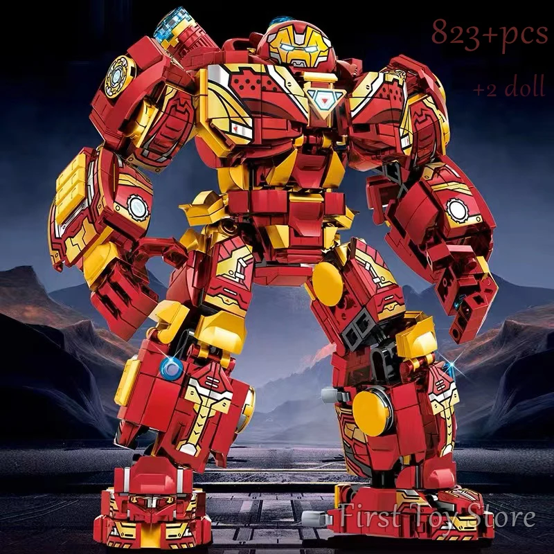 Superhero MK44 Iron Man Hulkbuster Hero Mecha Anti-Hulk Armor Figure MOC Building Blocks Classic Movie Model Bricks Toys Kids