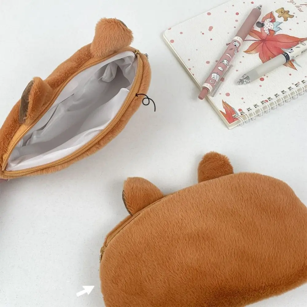 Guinea Pig Capybara Plush Pen Bag Plush Doll Large Capacity Capybara Plush Pencil Case Animal Soft Guinea Pig Pen Pouch Student