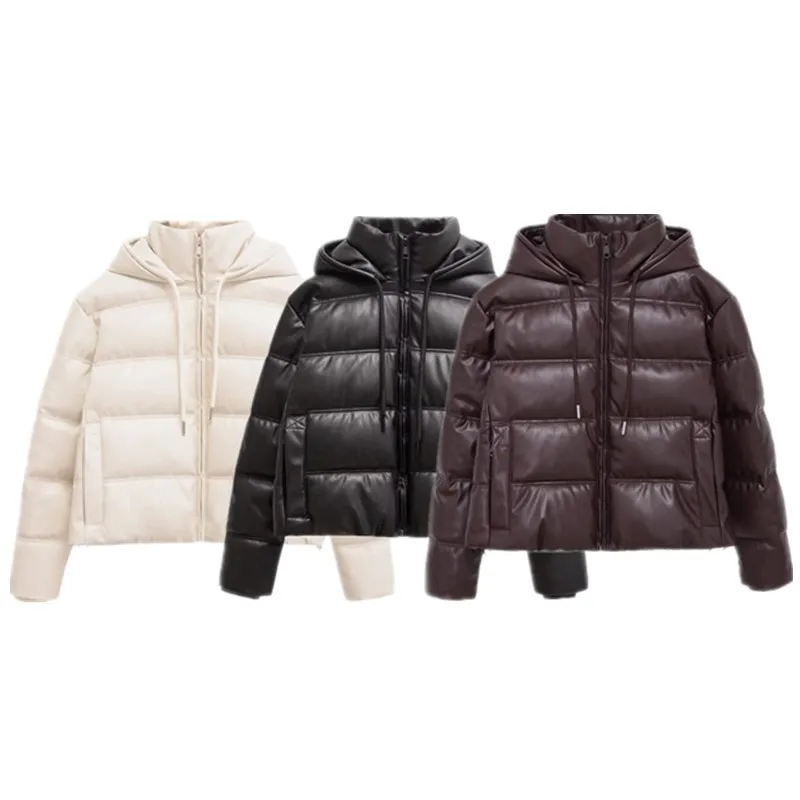 Warmth Women's Faux Leather Jaet Coat Long Sve Windproof Autumn Winter New Arrival Outerwear Casual Sli Zipper Closure