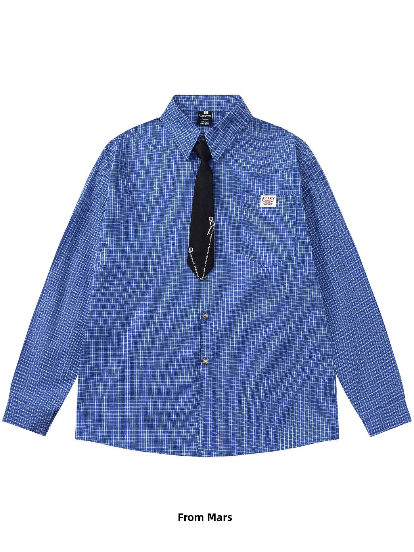 

Cross-Border Plaid Long Sleeve Shirt Men's College Style Tie Included Spring Autumn Fashion Brand Clothing for Men And Women