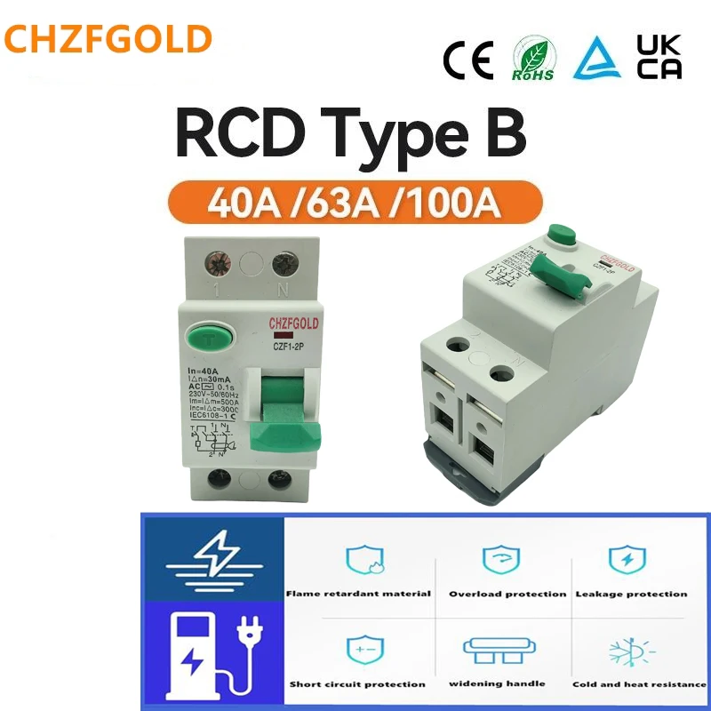 Electric vehicle Electric vehicle charging pile, residual current switch DC B type differential switch, 6KA, DIN rail  electric