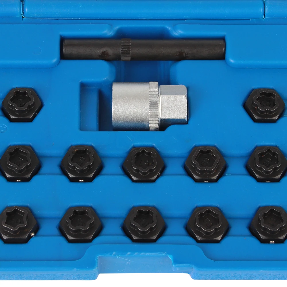 Locking Key Socket Anti-Theft Screw Sleeve Lug Nut Car Disassembly Tool Removal Install Socket 22PCS Wheel Lock Lugnut For BMW