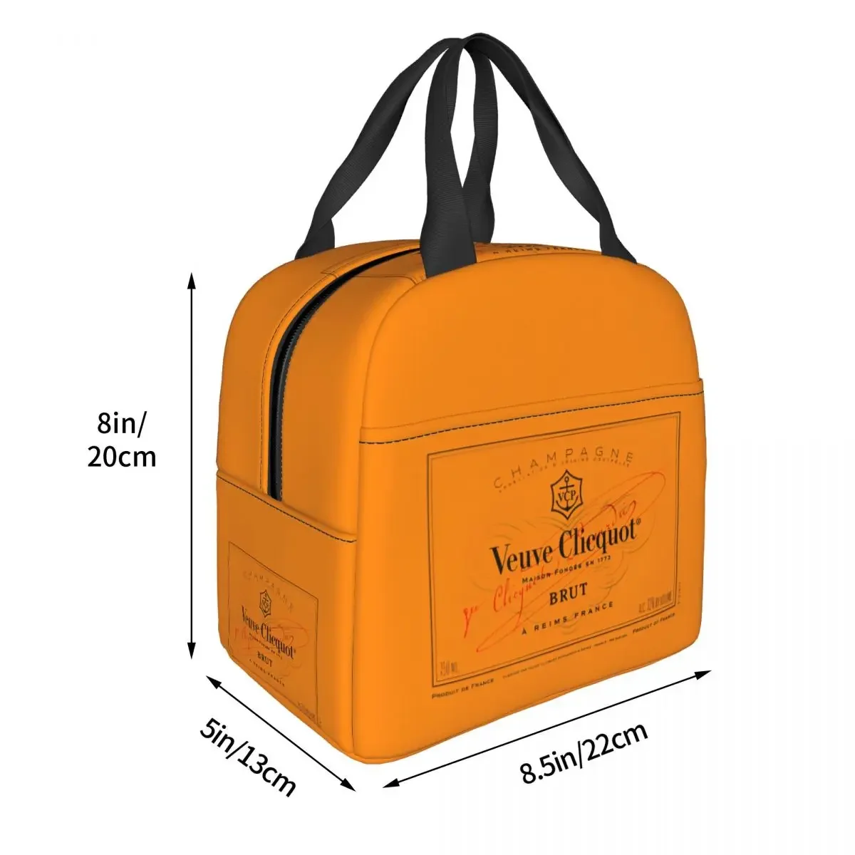 Champagne Orange Insulated Lunch Bags Thermal Bag Lunch Container Veuves Clicquots Large Tote Lunch Box Food Handbags Beach