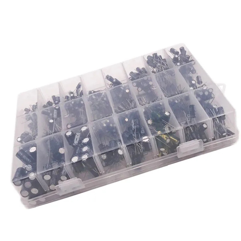 500PCS 10V 16V 25V 50V ชุดอิเล็กทรอนิกส์ 0.1uF-1000uf 24 ค่า elektronik Electrolytic Capacitor ผสม DIP Electrolyte Capacitors