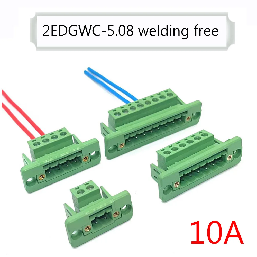 

1sets 5.08MM 2EDGWC Terminal Block Through-wall Welding-free Plug-in Type 2P-10P 2EDGWC 5.08mm with Flange Fixed Panel