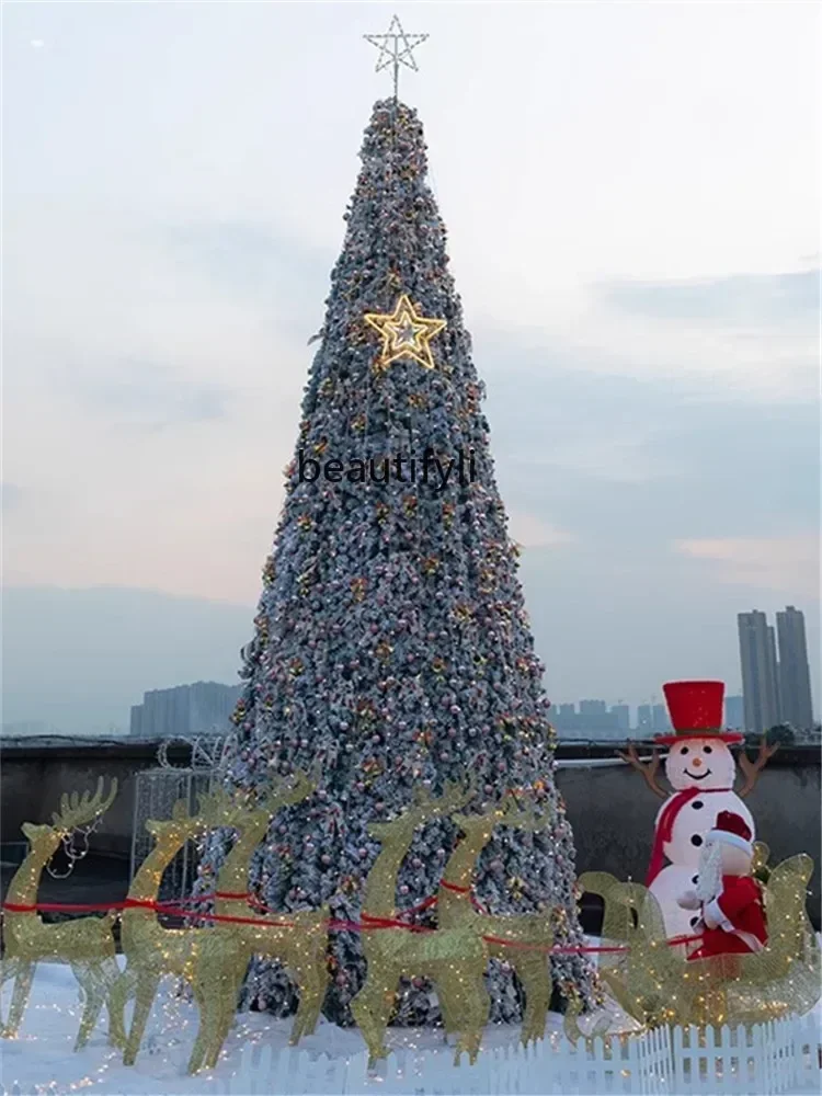 شجرة عيد الميلاد المتدفقة الكبيرة في الهواء الطلق 3 م 4-5-6 - 7-8-9 - 10 - 12 م زينة عيد الميلاد شجرة الصوف البيضاء #4