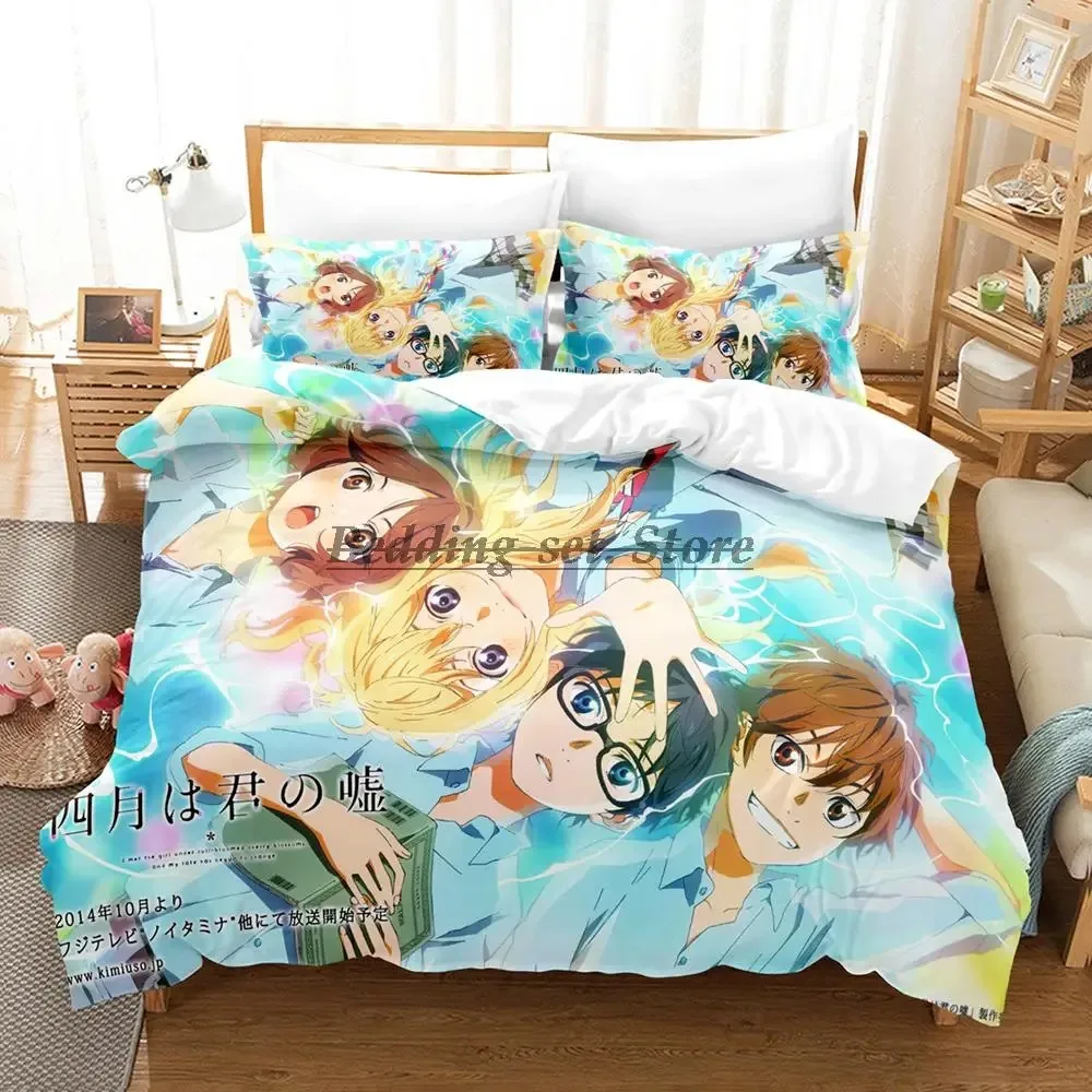 2014 2023 Your Lie In April Bedding Set Single Twin Full Queen King Size Bed Set Teenagers Bedroom Duvetcover Sets 3D Anime Bed